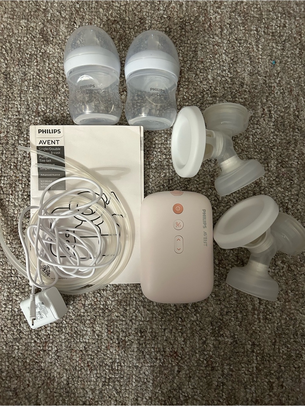 Philips Avent Electric Breast Pump with Bottles - White/Pale Pink